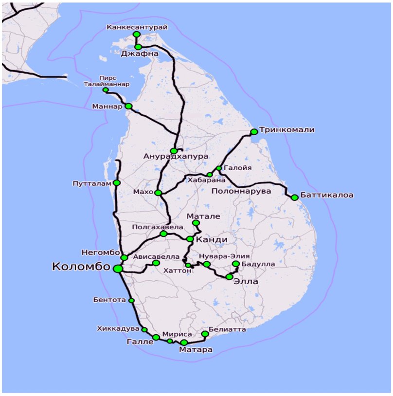 Карта ЖД Шри Ланки