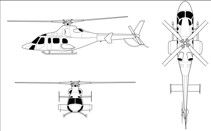 Вертолет Bell 222 Blueprint