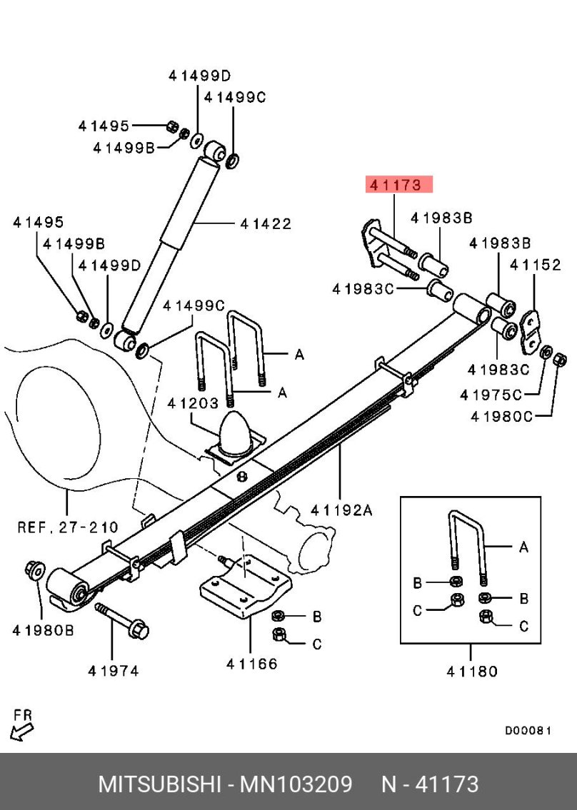 Задняя рессора Митсубиси л200