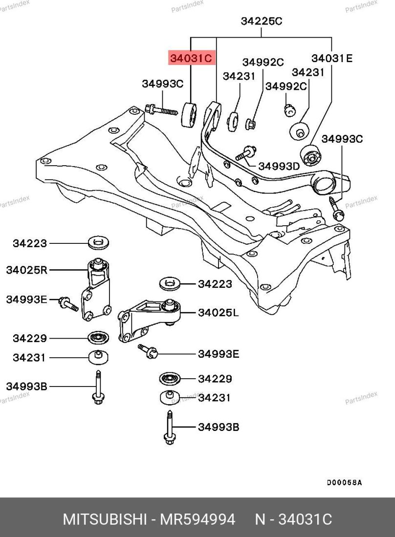 Кронштейн заднего редуктора Митсубиси Аутлендер