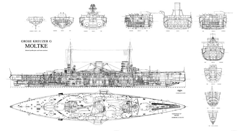 Линейный крейсер Мольтке чертежи