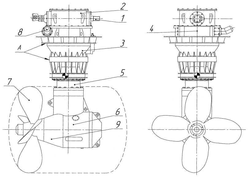 Движительно-рулевая колонка судна
