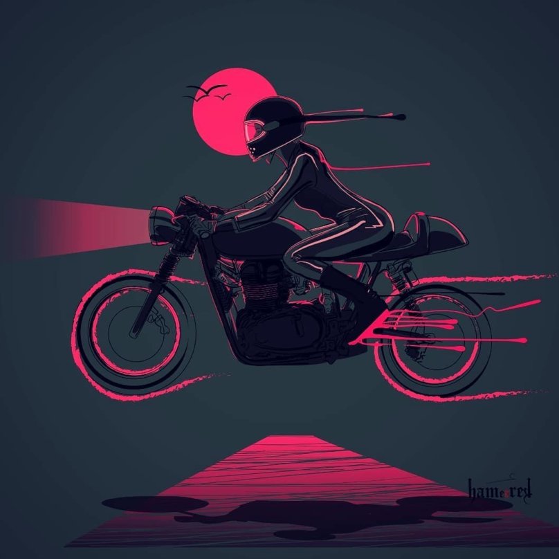 Девушка на мотоцикле арт