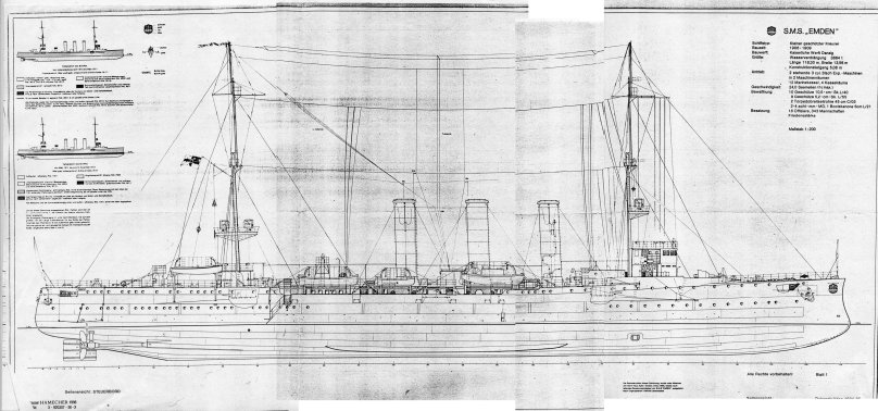 Эмден крейсер чертежи