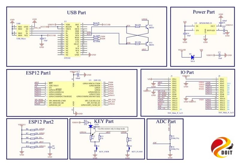 NODEMCU esp8266 v3 схема электрическая