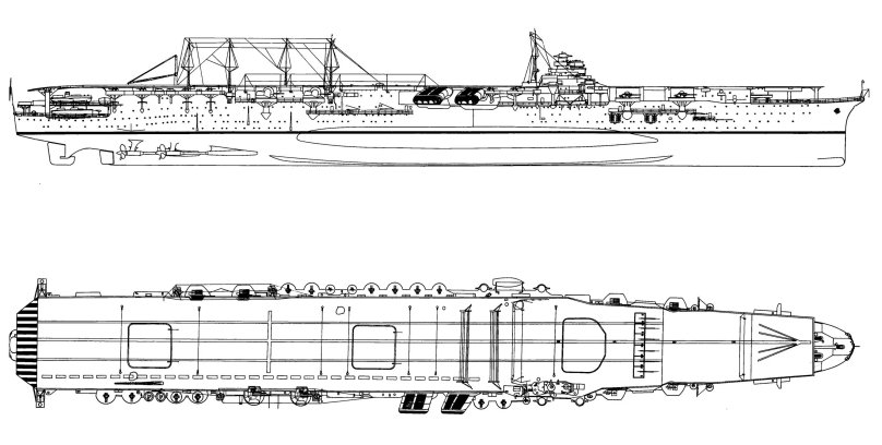 Чертеж авианосца Секаку