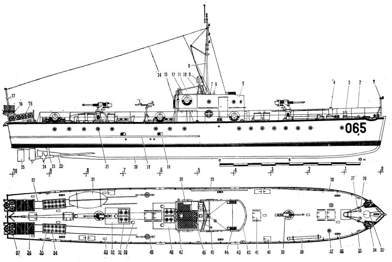 Малый морской охотник МО-4 чертежи