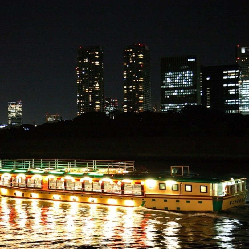 Токийский залив ночью