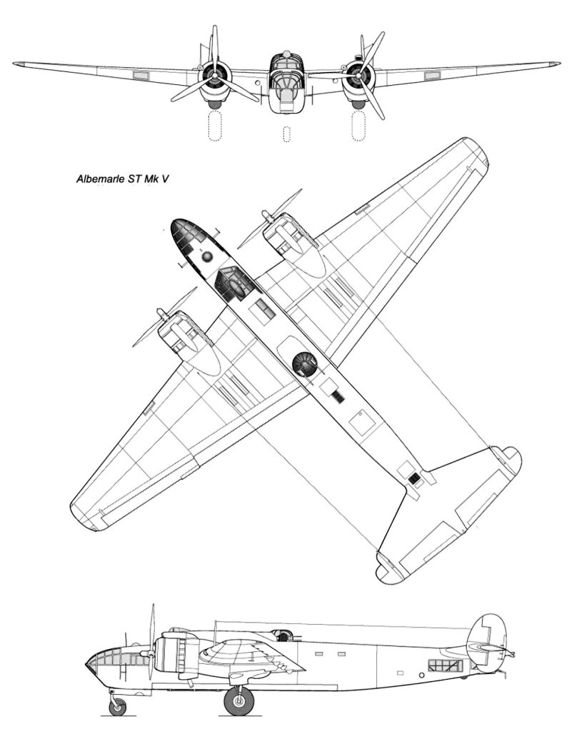 Чертежи Armstrong Whitworth AW.41 "Albemarle", бомбардировщик