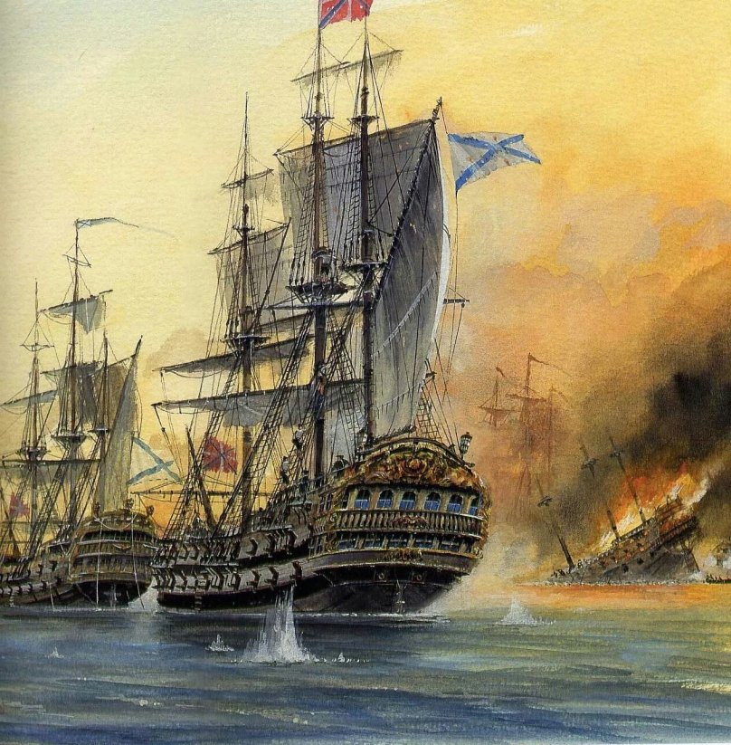 Морское сражение парусники Петр 1